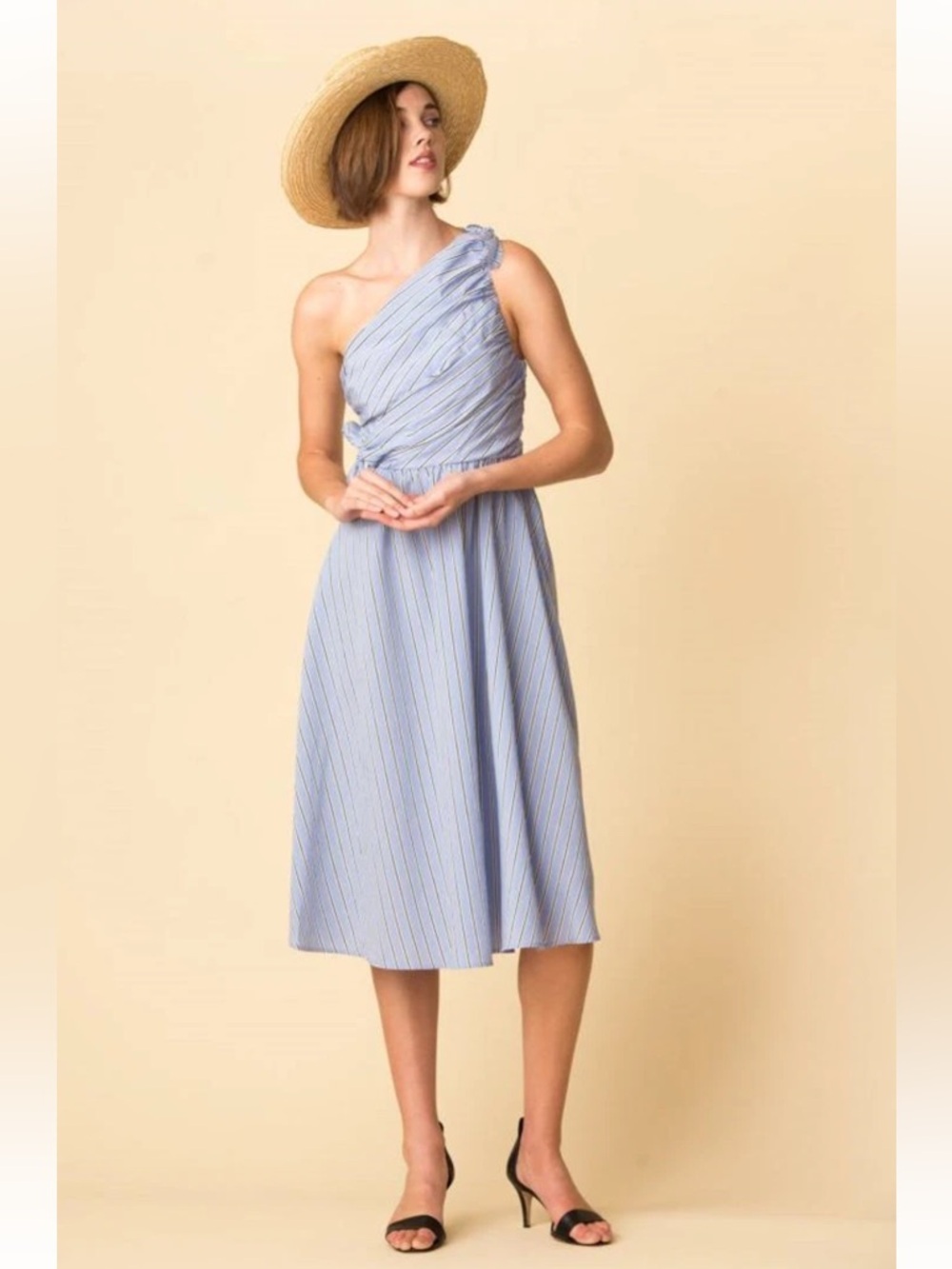 NWOT A.L.C. Cabrera Stripe One-Shoulder Dress Blue White Casual Women’s 4